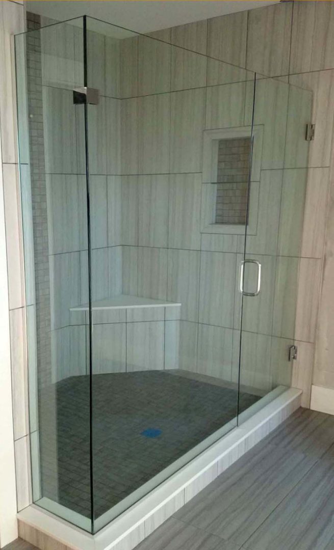 custom glass 90 degree shower enclosure with u channel