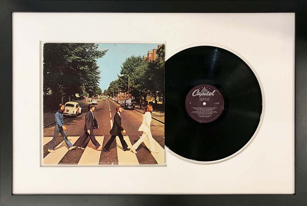 Beetles vinyl record in custom frame