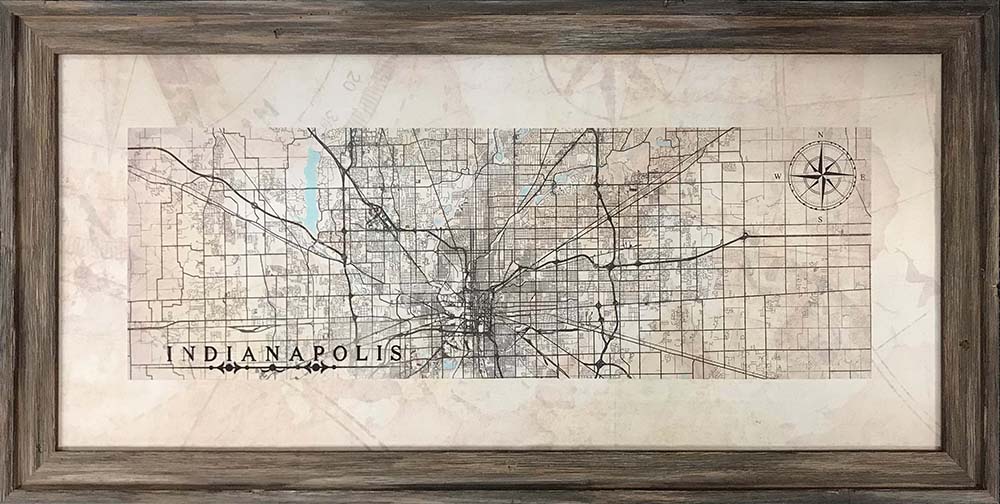 map of Indianapolis in custom frame