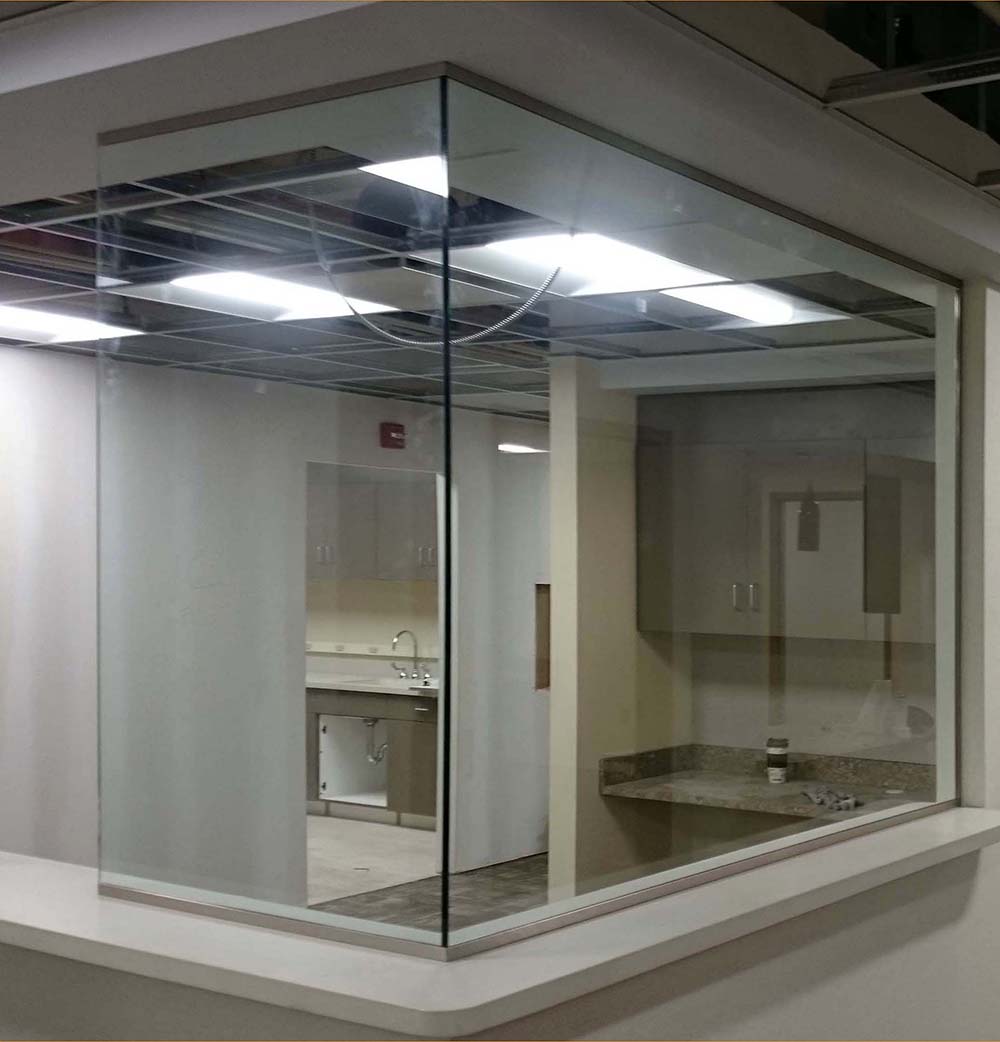 custom glass 90 degree partition in office
