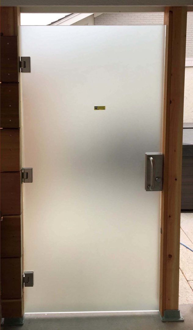 custom frameless glass acid etched shower door
